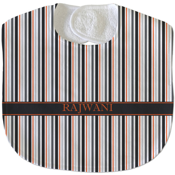 Gray Stripes New Baby Bib - Closed and Folded