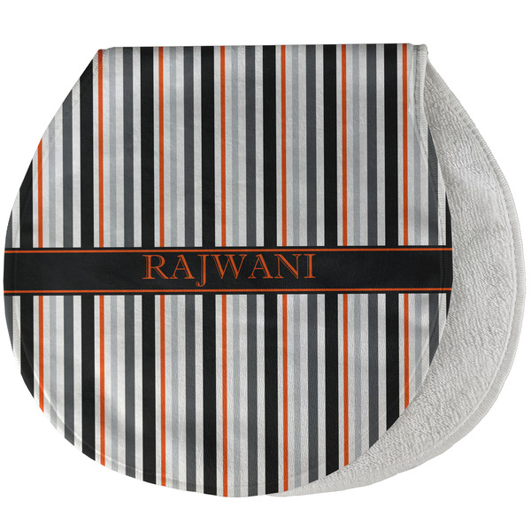 Custom Gray Stripes Burp Pad - Velour w/ Name or Text