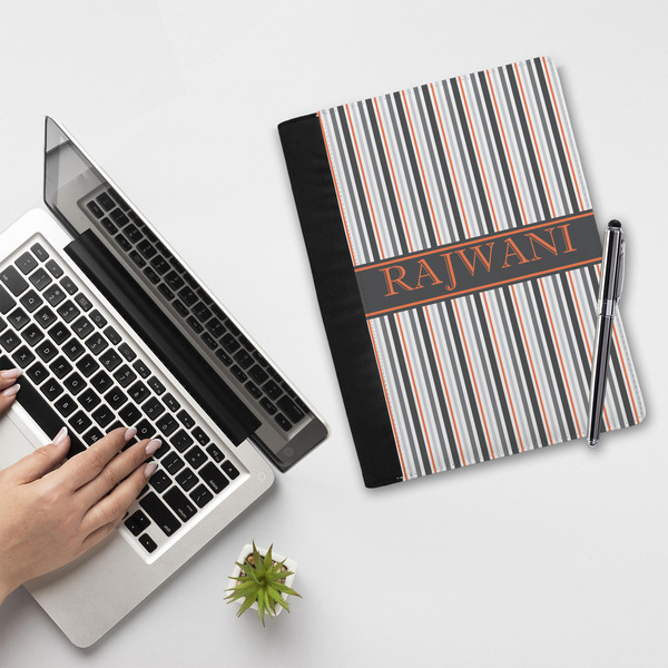 Gray Stripes Notebook Padfolio - LIFESTYLE (large)