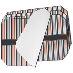 Gray Stripes Dining Table Mat - Octagon - Set of 4 (Single-Sided) w/ Name or Text