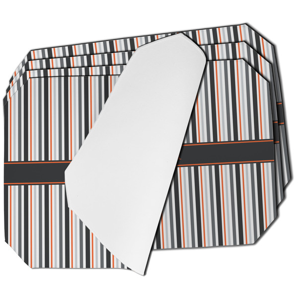 Custom Gray Stripes Dining Table Mat - Octagon - Set of 4 (Single-Sided) w/ Name or Text