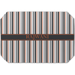 Gray Stripes Dining Table Mat - Octagon (Single-Sided) w/ Name or Text