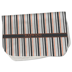 Gray Stripes Burp Cloth - Fleece w/ Name or Text