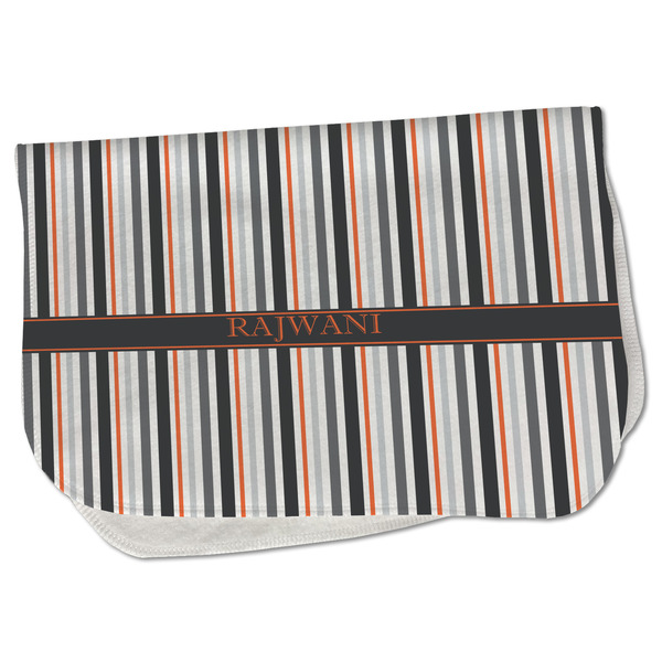 Custom Gray Stripes Burp Cloth - Fleece w/ Name or Text