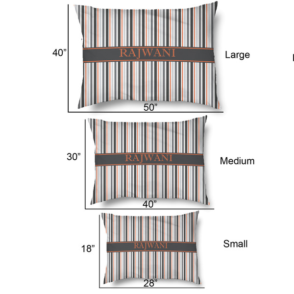 Gray Stripes Outdoor Dog Beds - SIZE CHART