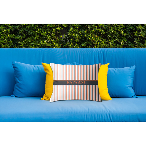 Gray Stripes Outdoor Throw Pillow  - LIFESTYLE (Rectangular - 20x14)