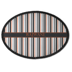 Gray Stripes Iron On Oval Patch w/ Name or Text