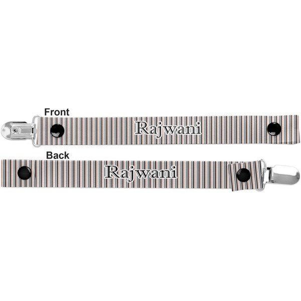 Gray Stripes Pacifier Clip - Front and Back