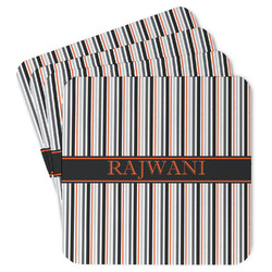 Gray Stripes Paper Coasters w/ Name or Text