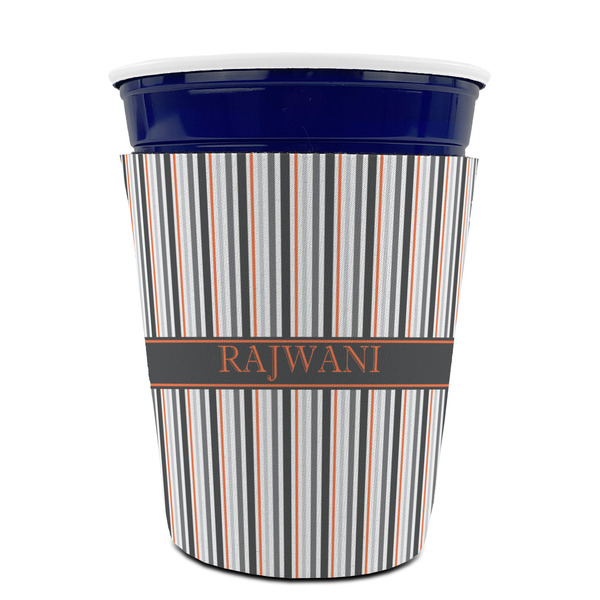 Gray Stripes Party Cup Sleeves - without bottom - FRONT (on cup)