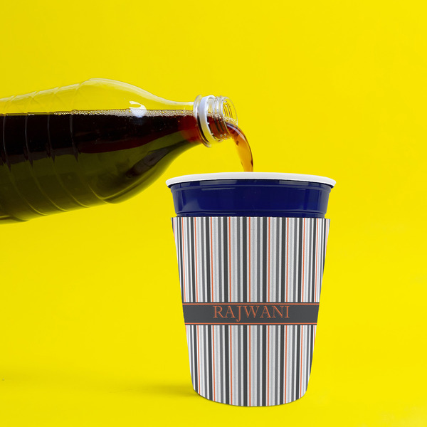 Gray Stripes Party Cup Sleeves - without bottom - Lifestyle