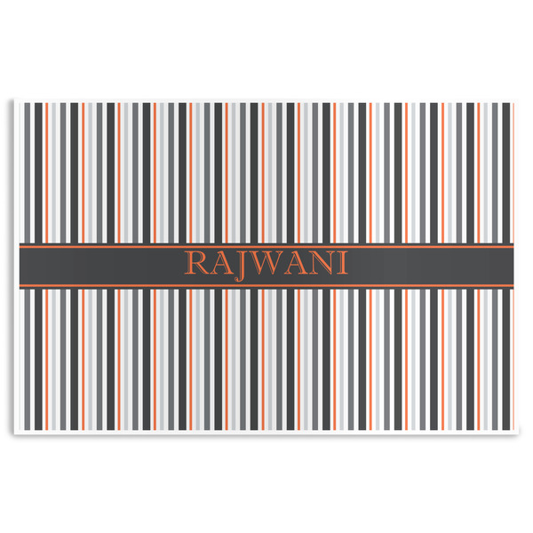 Custom Gray Stripes Disposable Paper Placemats (Personalized)