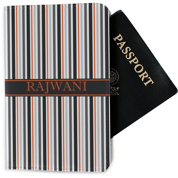 Custom Gray Stripes Passport Holder - Fabric (Personalized)