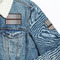 Gray Stripes Patches Lifestyle Jean Jacket Detail