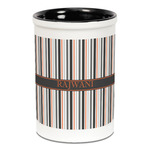 Gray Stripes Ceramic Pencil Holders - Black