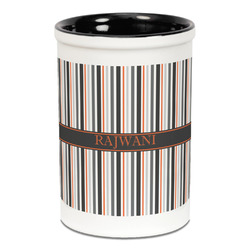 Gray Stripes Ceramic Pencil Holders - Black