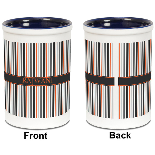 Gray Stripes Pencil Holder - Blue - approval