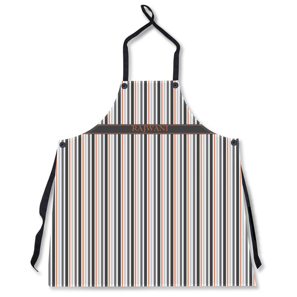 Custom Gray Stripes Apron Without Pockets w/ Name or Text