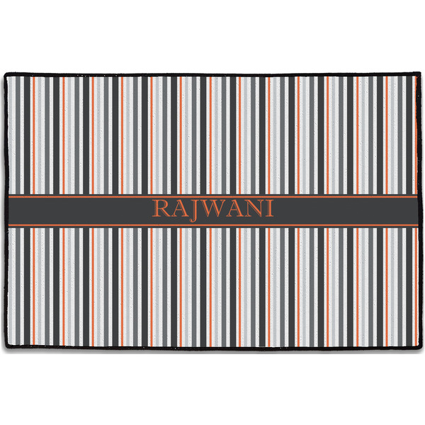 Custom Gray Stripes Door Mat - 36"x24" (Personalized)