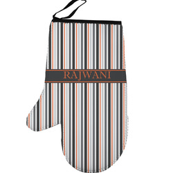 Gray Stripes Left Oven Mitt (Personalized)