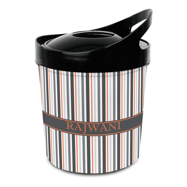 Custom Gray Stripes Plastic Ice Bucket (Personalized)