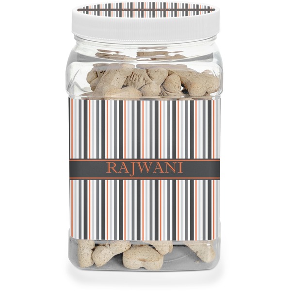 Custom Gray Stripes Dog Treat Jar (Personalized)