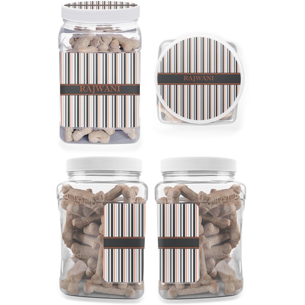 Gray Stripes Pet Treat Jar - Multiple Angles