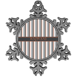 Gray Stripes Vintage Snowflake Ornament (Personalized)