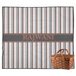 Gray Stripes Outdoor Picnic Blanket (Personalized)
