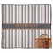Gray Stripes Picnic Blanket - Flat - With Basket