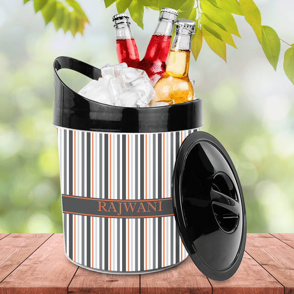 Gray Stripes Plastic Ice Bucket - LIFESTYLE