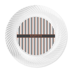 Gray Stripes Plastic Party Dinner Plates - 10" (Personalized)