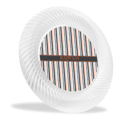 Gray Stripes Plastic Party Dinner Plates - 10" (Personalized)