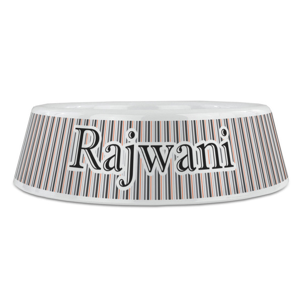 Gray Stripes Plastic Pet Bowls - Large - FRONT