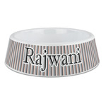Gray Stripes Plastic Dog Bowl - Large (Personalized)