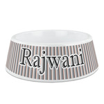 Gray Stripes Plastic Dog Bowl (Personalized)