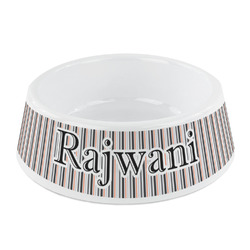 Gray Stripes Plastic Dog Bowl - Small (Personalized)
