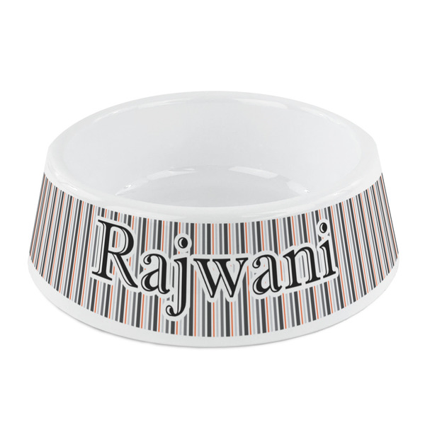 Custom Gray Stripes Plastic Dog Bowl - Small (Personalized)