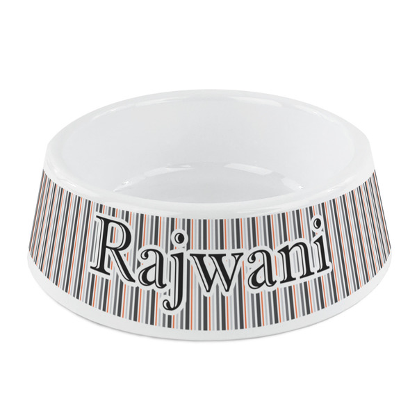 Custom Gray Stripes Plastic Dog Bowl - Small (Personalized)