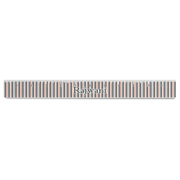 Gray Stripes Plastic Ruler - 12" - FRONT