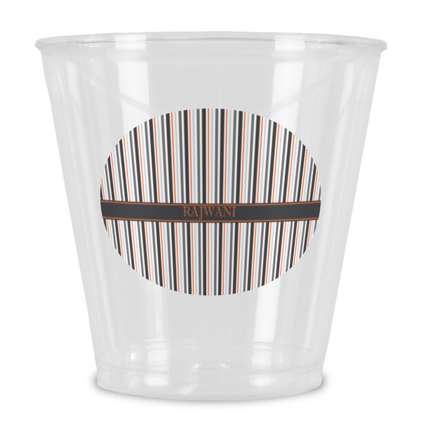 Custom Gray Stripes Plastic Shot Glass (Personalized)
