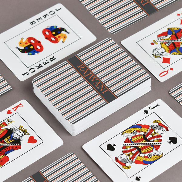 Gray Stripes Playing Cards - Front & Back View
