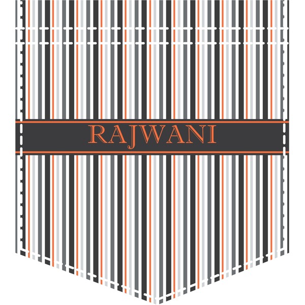 Custom Gray Stripes Iron On Faux Pocket (Personalized)