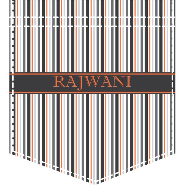 Custom Gray Stripes Iron On Faux Pocket (Personalized)