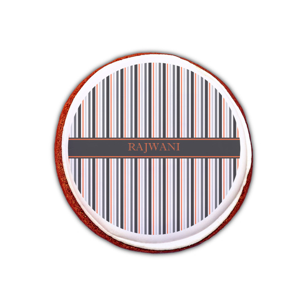 Gray Stripes Printed Icing Circle - XSmall - On Cookie