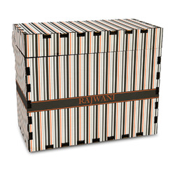 Gray Stripes Wood Recipe Box - Full Color Print (Personalized)