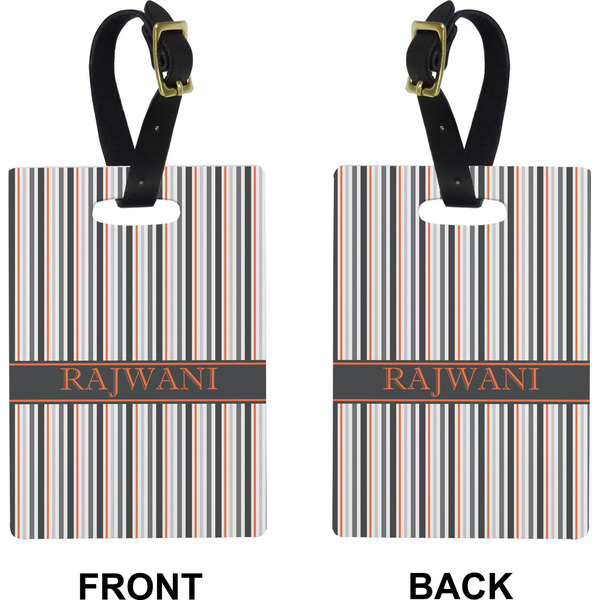 Gray Stripes Rectangle Luggage Tag (Front + Back)