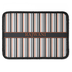 Gray Stripes Iron On Rectangle Patch w/ Name or Text