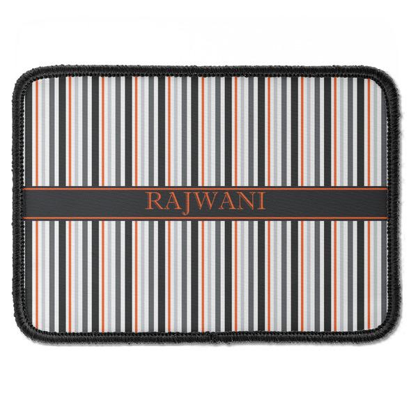 Custom Gray Stripes Iron On Rectangle Patch w/ Name or Text