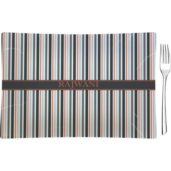 Custom Gray Stripes Glass Rectangular Appetizer / Dessert Plate (Personalized)